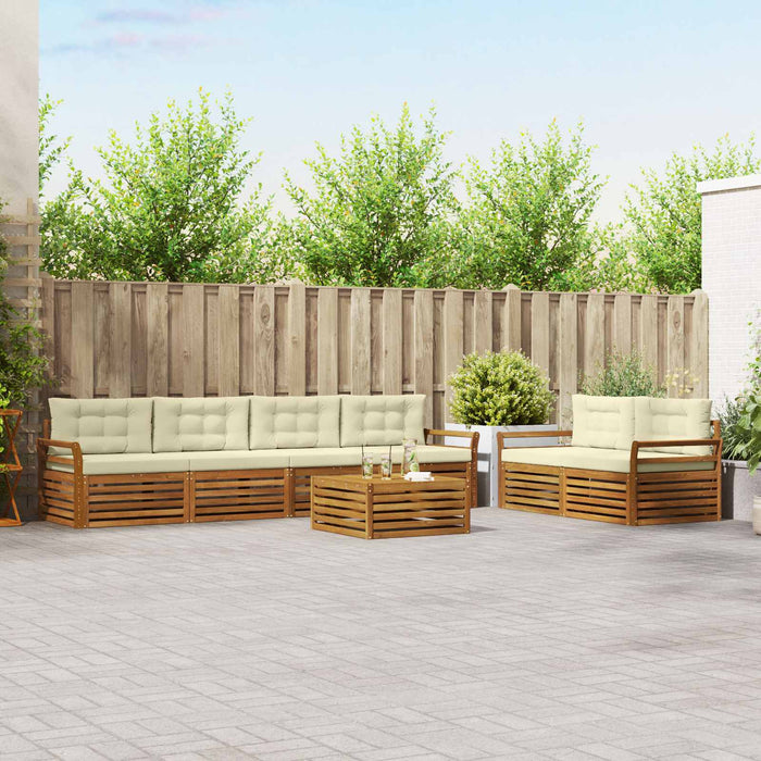 Set de canapele de exterior cu pernă 7 pcs Natural și Crem WALTI