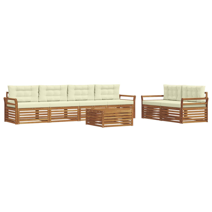 Set de canapele de exterior cu pernă 7 pcs Natural și Crem WALTI