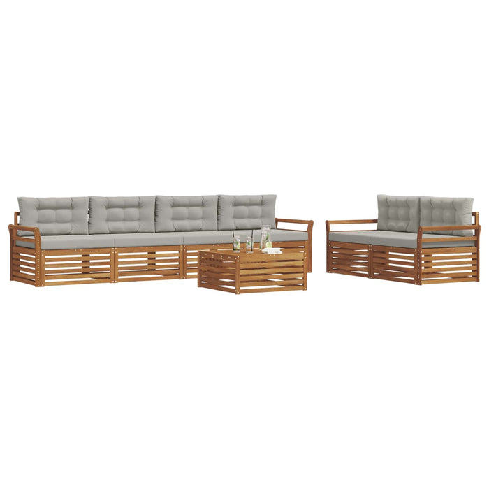 Set de canapele de exterior 7 pcs Gri natural și deschis WALTI