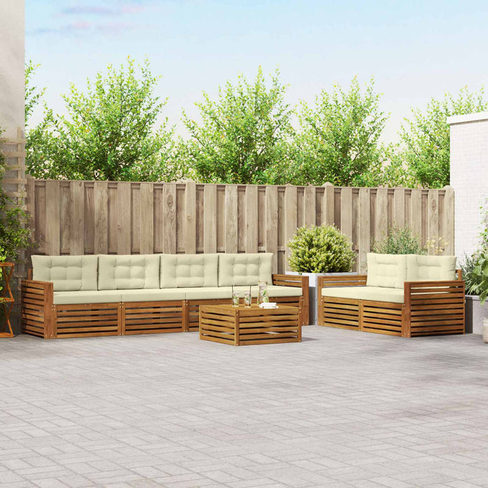 Set de canapele de exterior cu pernă 7 pcs Natural și Crem WALTI
