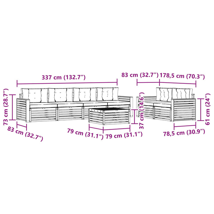 Set de canapele de exterior 7 pcs Gri natural și deschis WALTI