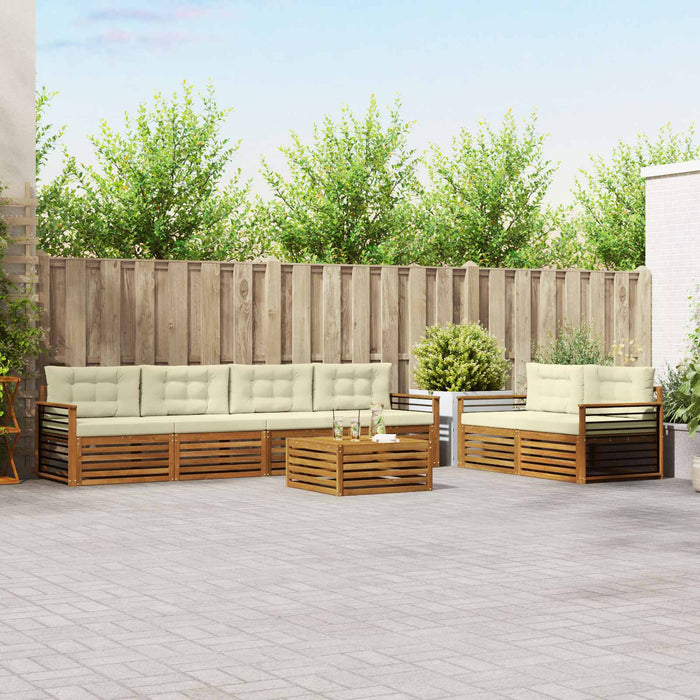 Set de canapele de exterior cu pernă 7 pcs Natural și Crem WALTI