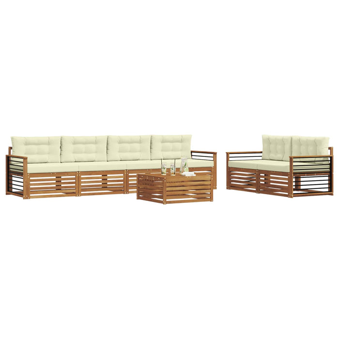 Set de canapele de exterior cu pernă 7 pcs Natural și Crem WALTI