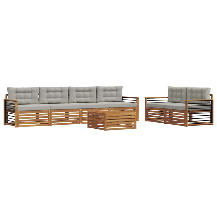 Set de canapele de exterior 7 pcs Gri natural și deschis WALTI