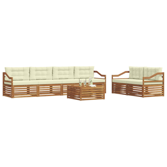 Set de canapele de exterior cu pernă 7 pcs Natural și Crem WALTI