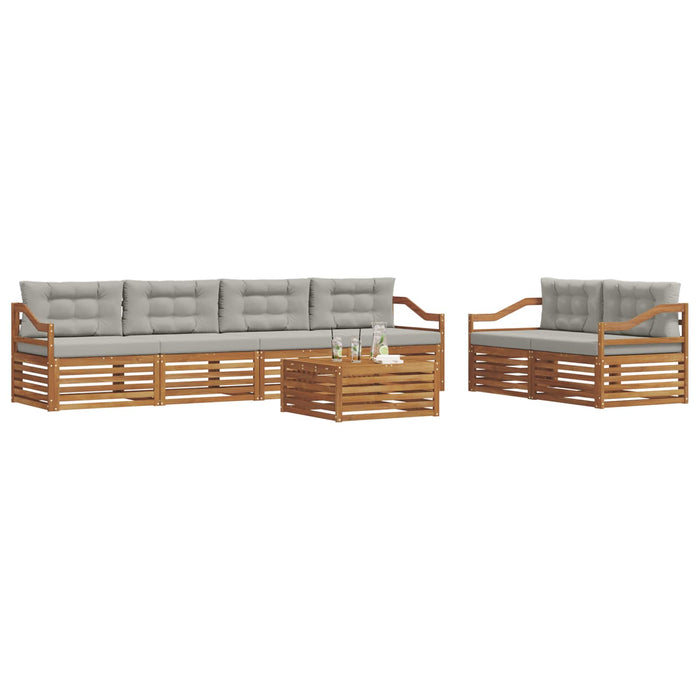Set de canapele de exterior 7 pcs Gri natural și deschis WALTI