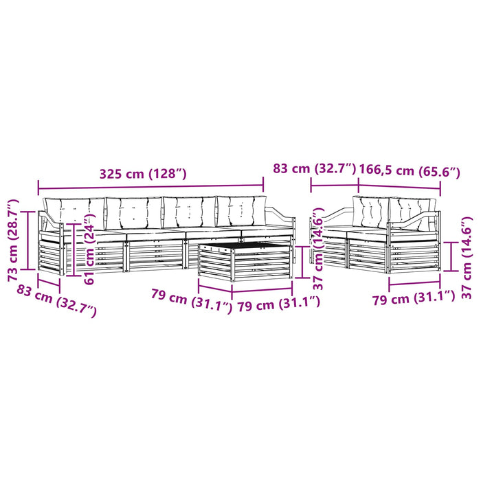 Set de canapele de exterior cu pernă 7 pcs Natural și Antracit WALTI