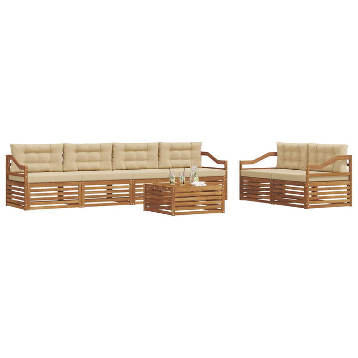 Set de canapele de exterior cu pernă 7 pcs Natural și Bej WALTI