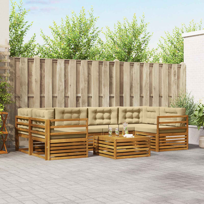 Set de canapele de exterior cu pernă 8 pcs Natural și Bej - WALTI WALTI