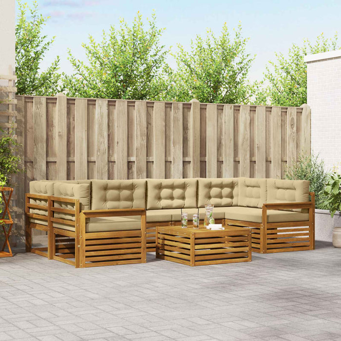 Set de canapele de exterior cu pernă 8 pcs Natural și Bej - WALTI WALTI