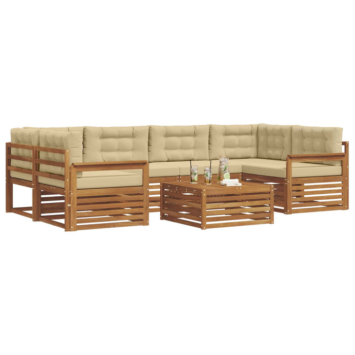 Set de canapele de exterior cu pernă 8 pcs Natural și Bej - WALTI WALTI