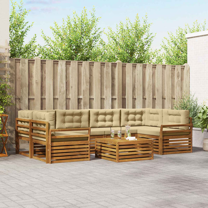 Set de canapele de exterior cu pernă 8 pcs Natural și Bej - WALTI WALTI