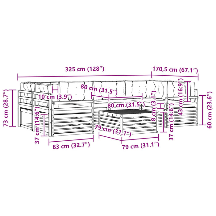 Set de canapele de exterior cu pernă 8 pcs Natural și Bej - WALTI WALTI