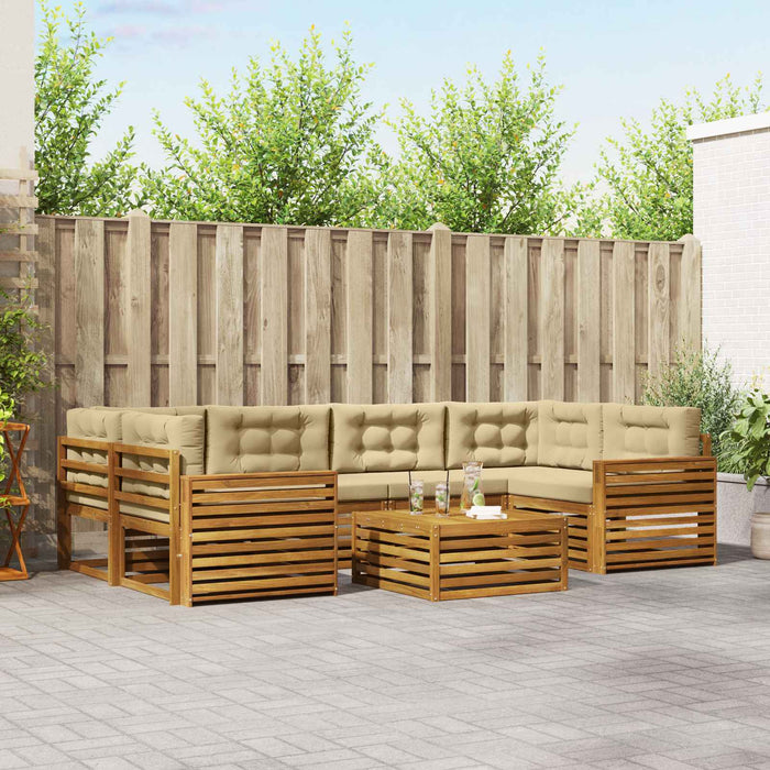 Set de canapele de exterior cu pernă 8 pcs Natural și Bej - WALTI WALTI