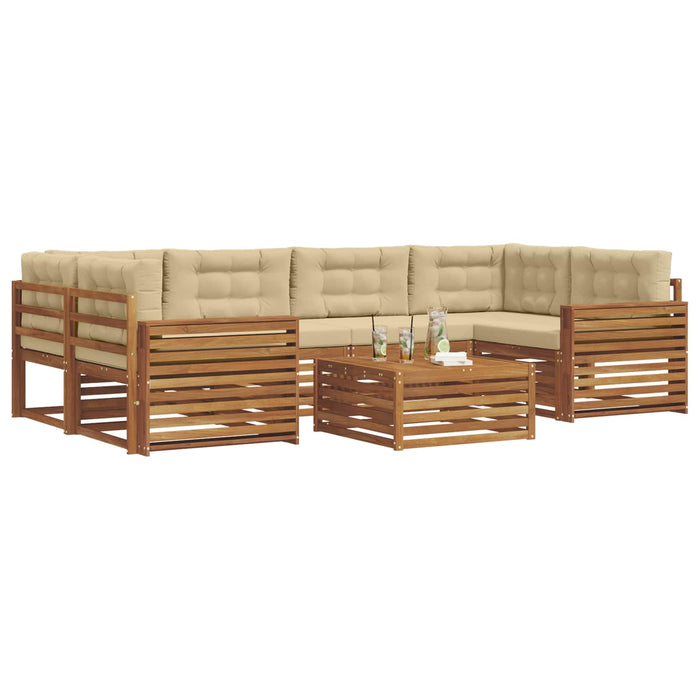 Set de canapele de exterior cu pernă 8 pcs Natural și Bej - WALTI WALTI