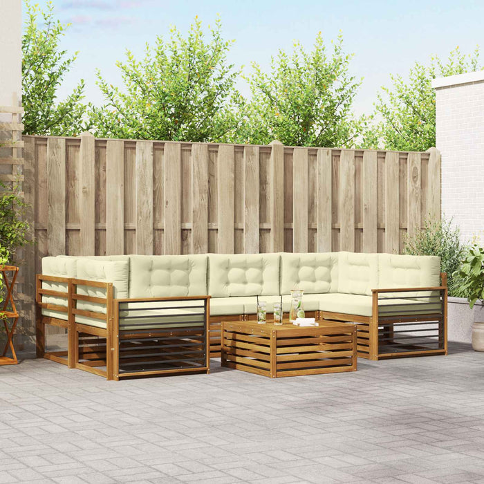 Set de canapele de exterior cu pernă 8 pcs Natural și Crem - WALTI WALTI