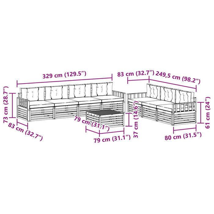 Set de canapele de exterior cu pernă 8 pcs Natural și Antracit WALTI