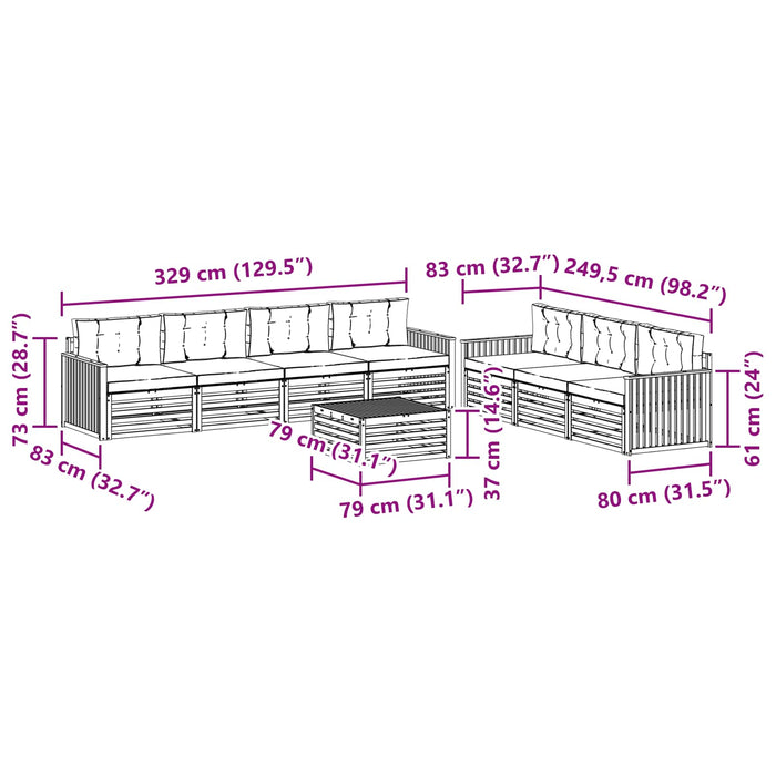 Set de canapele de exterior cu pernă 8 pcs Natural și Bej - WALTI WALTI