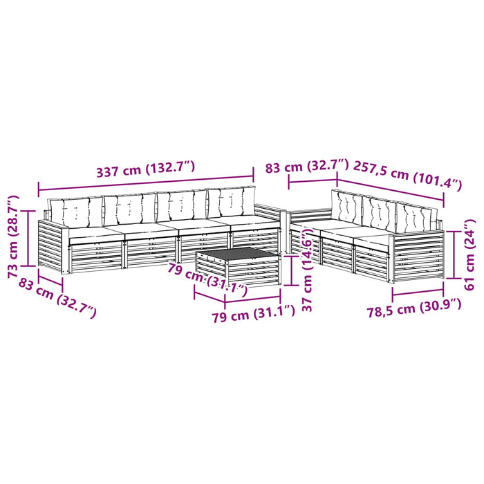Set de canapele de exterior cu pernă 8 pcs Natural și Bej - WALTI WALTI