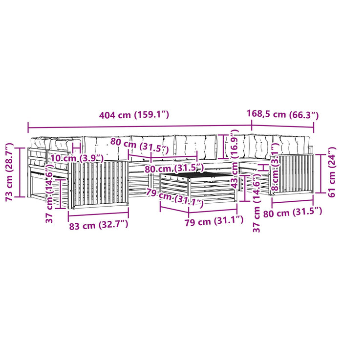 Set de canapele de exterior cu pernă 8 pcs Natural și Bej - WALTI WALTI