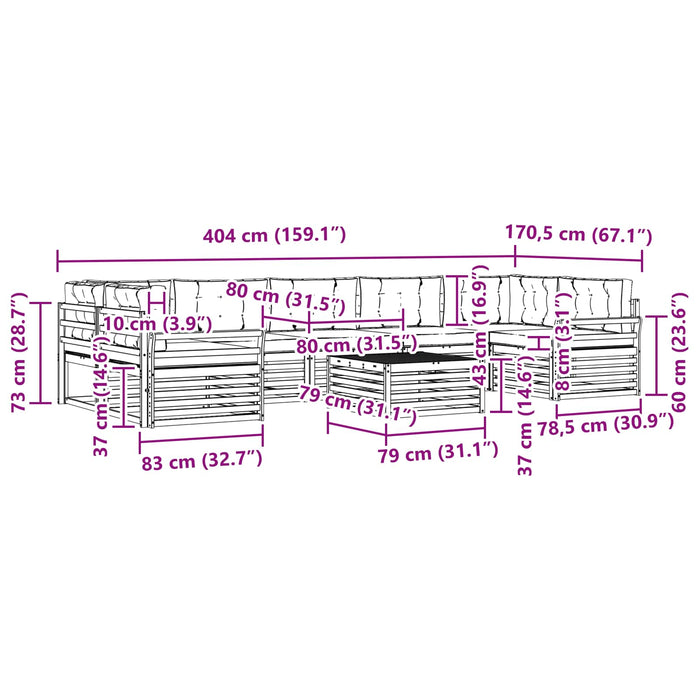 Set de canapele de exterior cu pernă 8 pcs Natural și Bej - WALTI WALTI