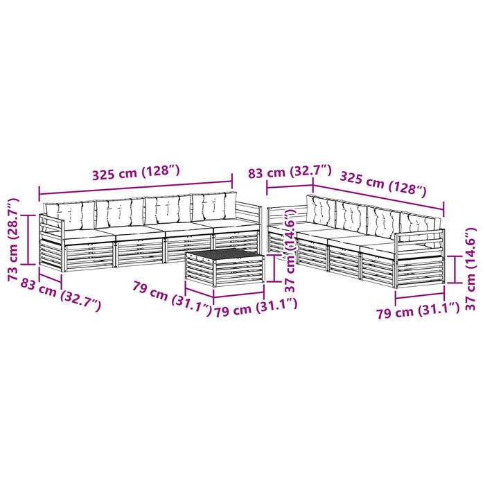 Set de canapele de exterior cu pernă 9 pcs Natural și Antracit WALTI