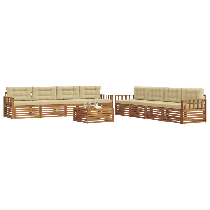 Set de canapele de exterior cu pernă 9 pcs Natural și Bej - WALTI WALTI