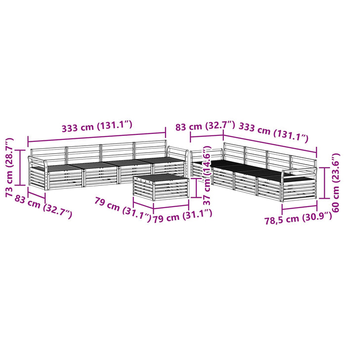 Set de canapele de exterior 9 pcs natural - WALTI WALTI