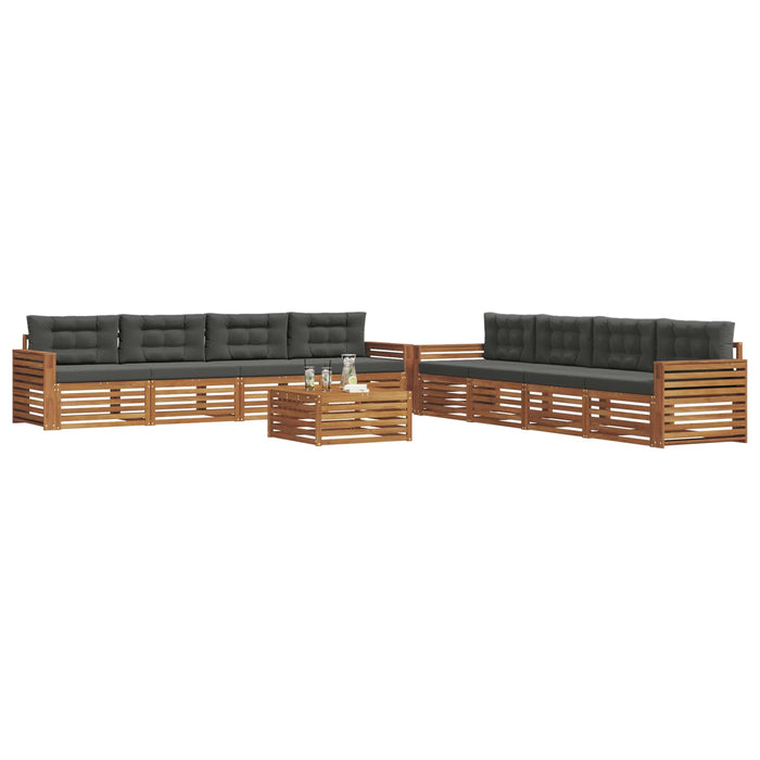 Set de canapele de exterior cu pernă 9 pcs Natural și Antracit WALTI