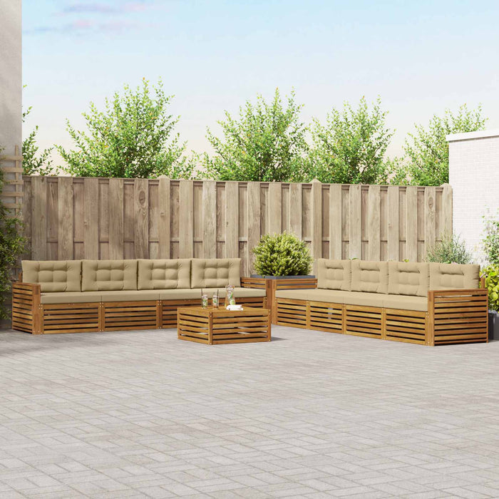Set de canapele de exterior cu pernă 9 pcs Natural și Bej - WALTI WALTI