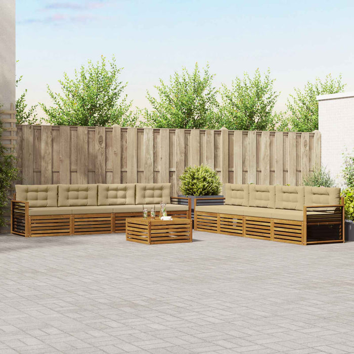 Set de canapele de exterior cu pernă 9 pcs Natural și Bej - WALTI WALTI