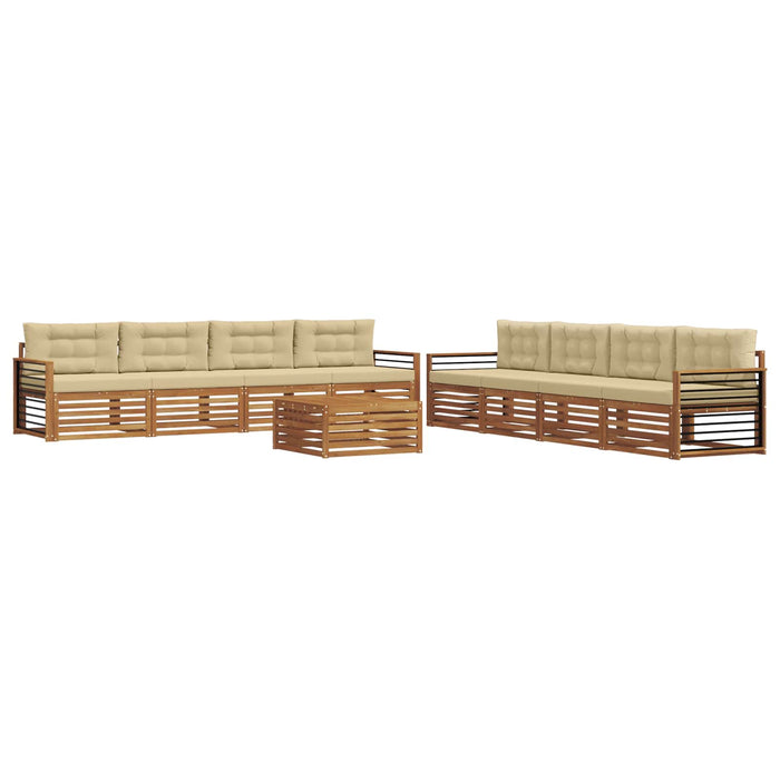 Set de canapele de exterior cu pernă 9 pcs Natural și Bej - WALTI WALTI