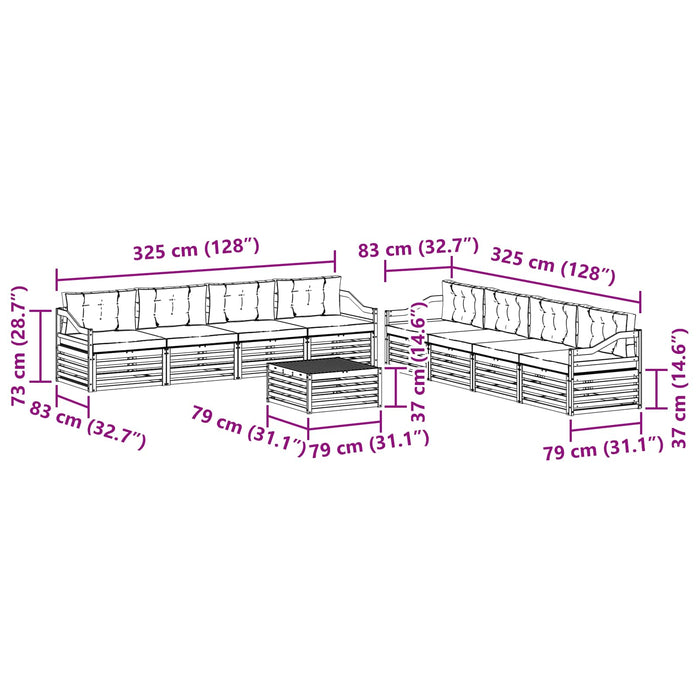 Set de canapele de exterior cu pernă 9 pcs Natural și Bej - WALTI WALTI
