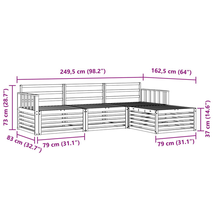 Set de canapele de exterior natural 249,5 x 162,5 x 73 cm WALTI
