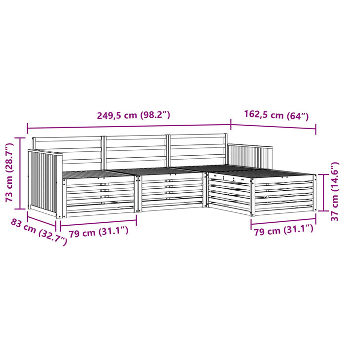 Set de canapele de exterior natural 249,5 x 162,5 x 73 cm WALTI