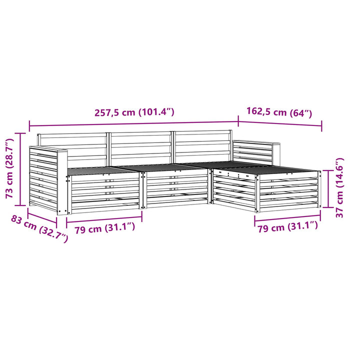 Set de canapele de exterior natural 257,5 x 162,5 x 73 cm WALTI
