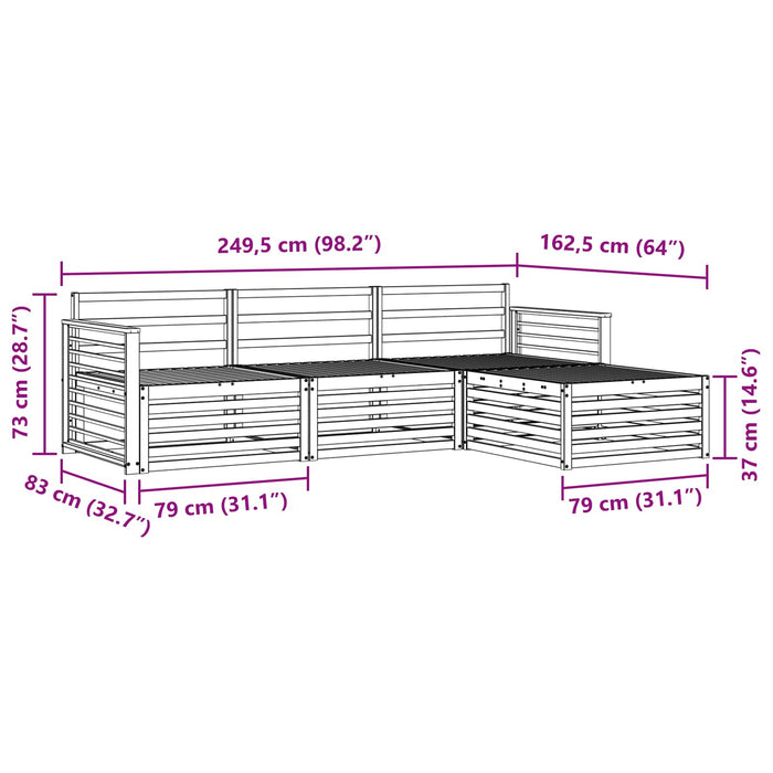Set de canapele de exterior natural 249,5 x 162,5 x 73 cm WALTI