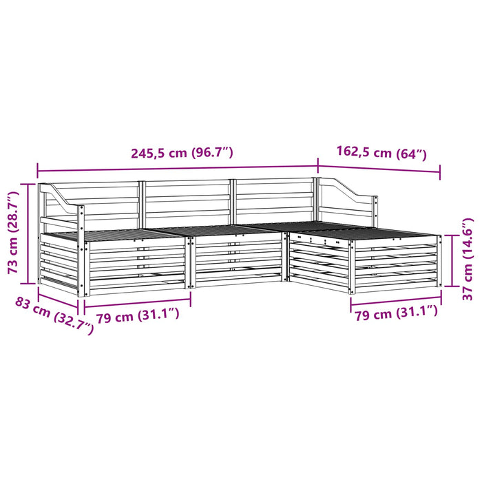 Set de canapele de exterior natural 245,5 x 162,5 x 73 cm WALTI