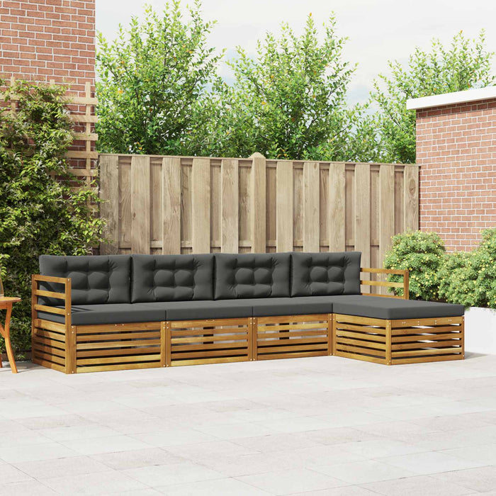 Set de canapele de exterior cu pernă 5 pcs Natural și Antracit WALTI