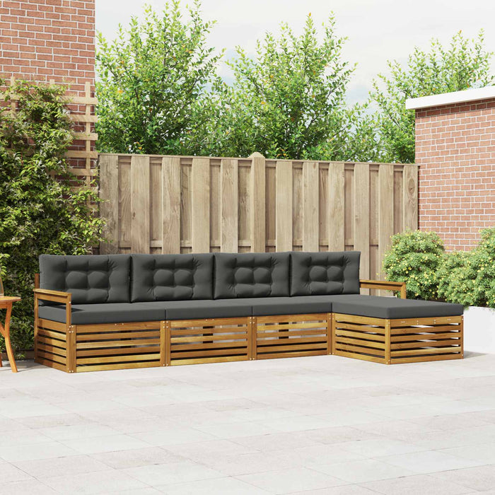 Set de canapele de exterior cu pernă 5 pcs Natural și Antracit WALTI