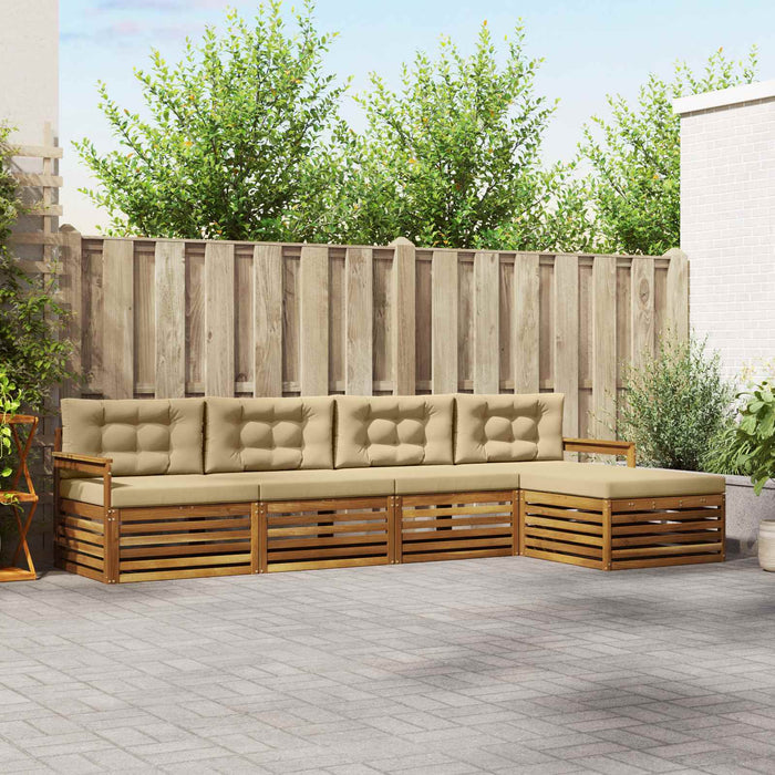 Set de canapele de exterior cu pernă 5 pcs Natural și Bej WALTI