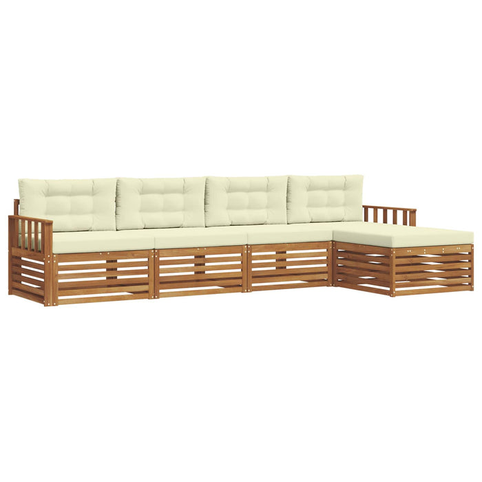 Set de canapele de exterior cu pernă 5 pcs Natural și Crem WALTI