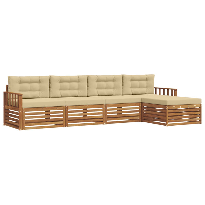 Set de canapele de exterior cu pernă 5 pcs Natural și Bej WALTI