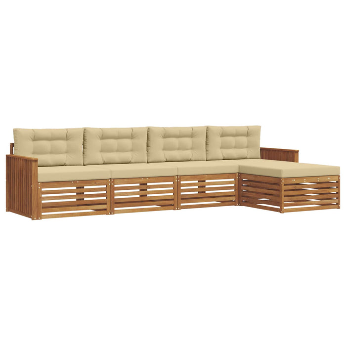 Set de canapele de exterior cu pernă 5 pcs Natural și Bej WALTI
