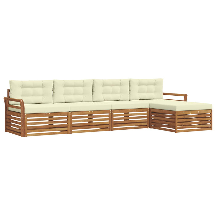 Set de canapele de exterior cu pernă 5 pcs Natural și Crem WALTI