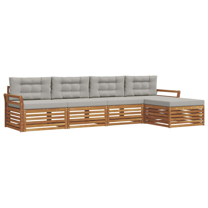 Set de canapele de exterior 5 pcs Gri natural și deschis WALTI