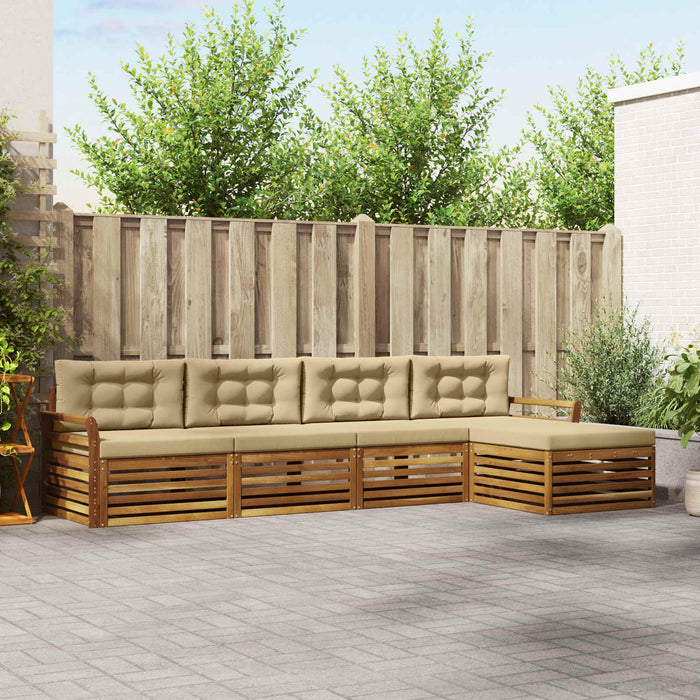 Set de canapele de exterior cu pernă 5 pcs Natural și Bej WALTI