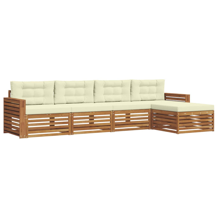 Set de canapele de exterior cu pernă 5 pcs Natural și Crem WALTI