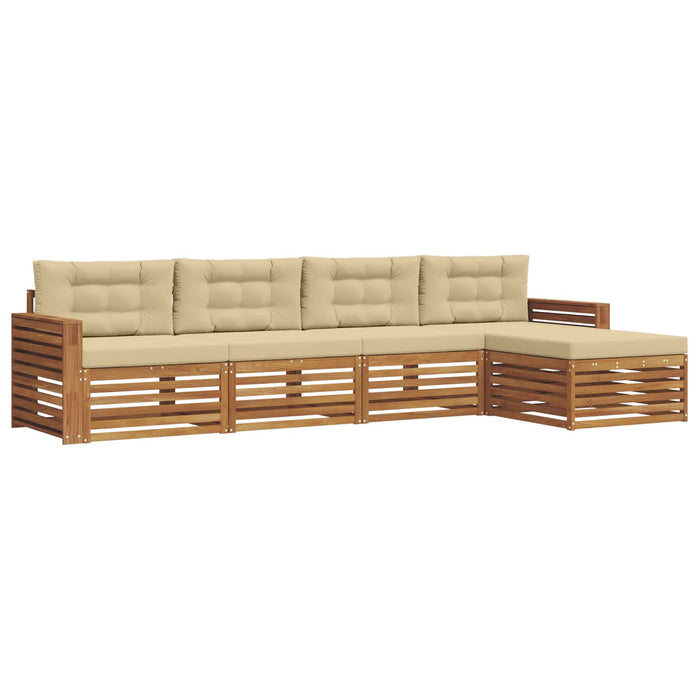 Set de canapele de exterior cu pernă 5 pcs Natural și Bej WALTI