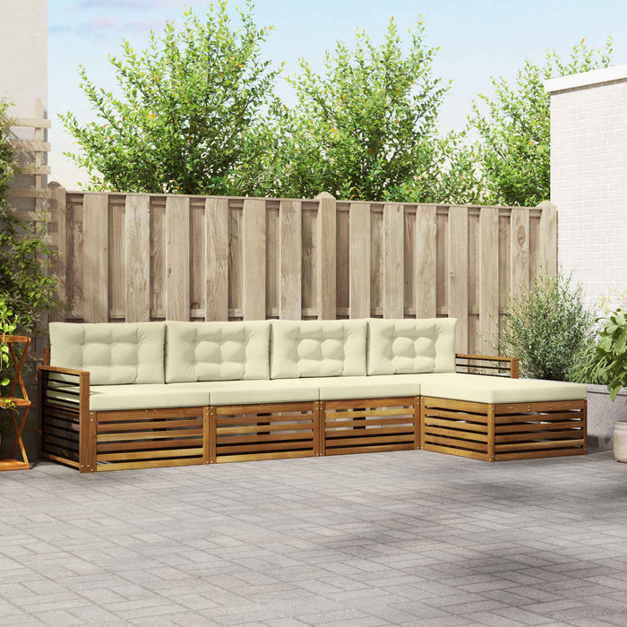 Set de canapele de exterior cu pernă 5 pcs Natural și Crem WALTI